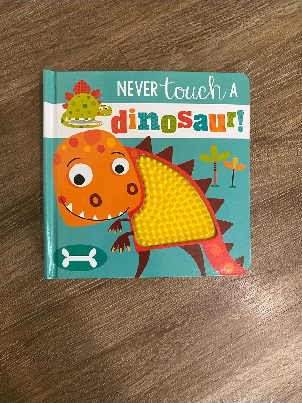 Never Touch a Dinosaur! Interactive Touch-and-Feel Kids Book - Teal & Orange